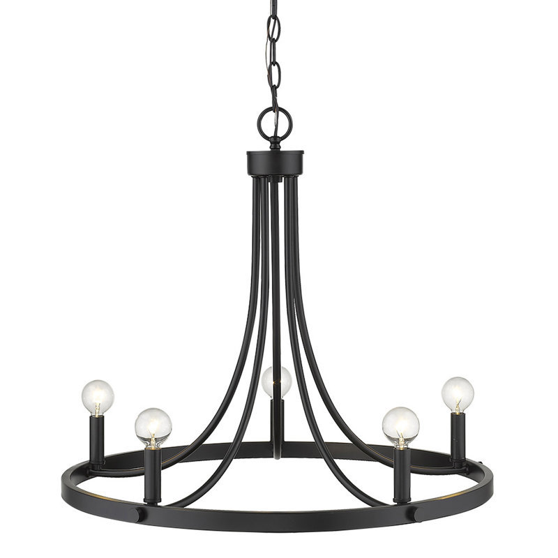 Ebern Designs Paincourtville 5 Light Dimmable Wagon Wheel Chandelier